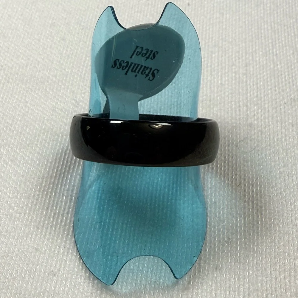 Sleek Black Stainless Steel Ring
